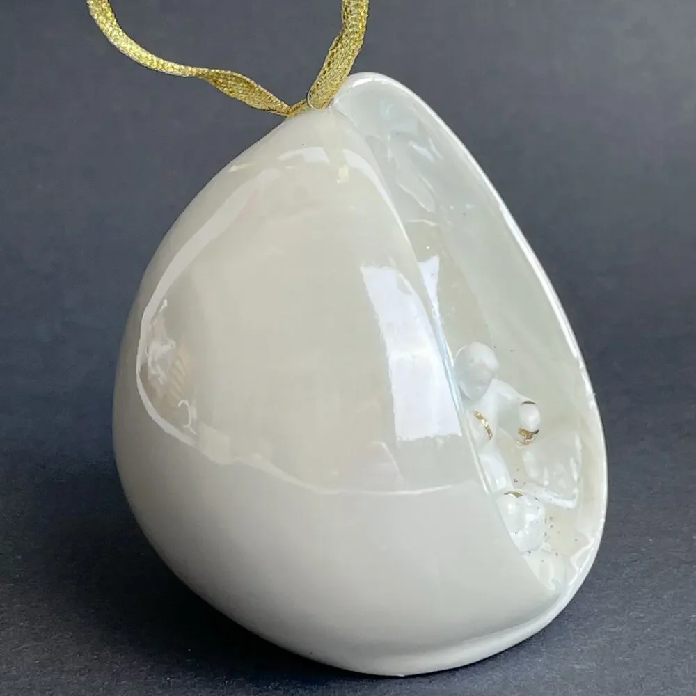 AppleTree Design Porcelain Nativity Ornament White Luster Angel Gold Christmas